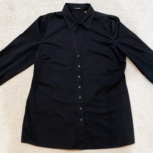 Tahari Womens Black Button Up Long Sleeve Dress Shirt Size XL